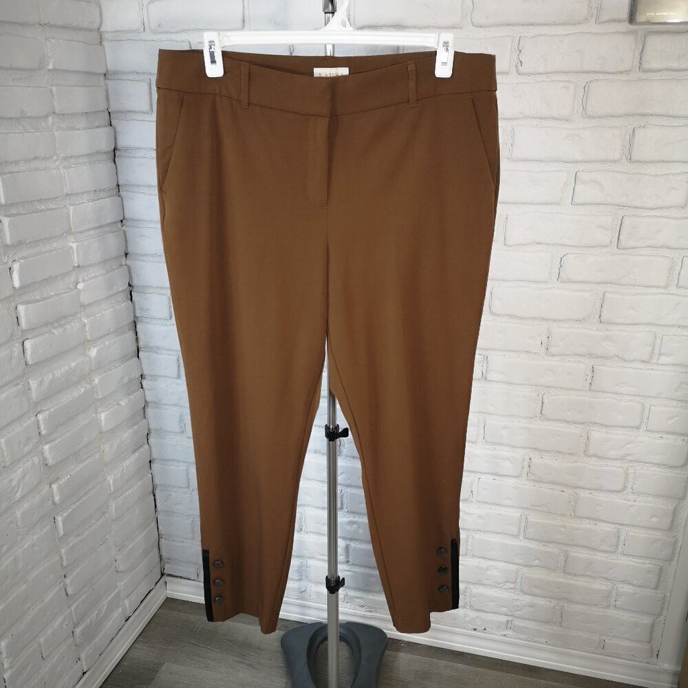 Laura Ladies Size 16 Rust Color 3 Button Detail on Leg Cuffs Dress Pants